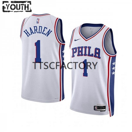 Maillot Enfant Philadelphia 76ers James Harden 1 Nike 2022-23 Association Edition Blanc Swingman Maillot Enfant Philadelphia 76ers James Harden 1 Nike 2022-23 Association Edition Blanc Swingman